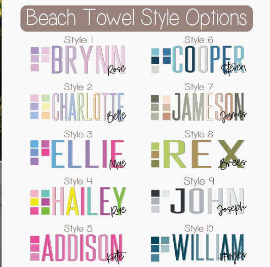 CUSTOM NAME TOWELS- PREORDER