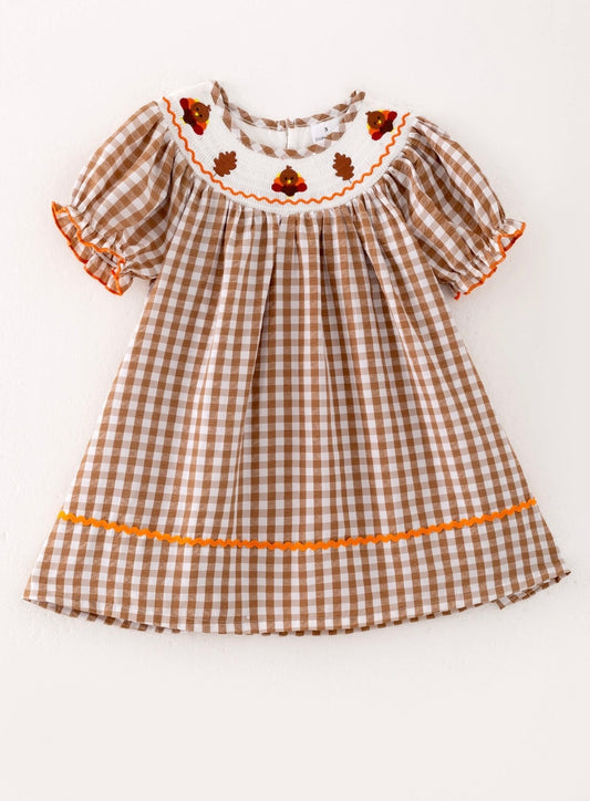 Brown Checkered Turkey Dress