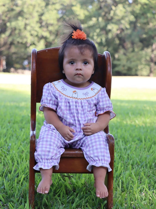 Purple plaid Ghost Romper