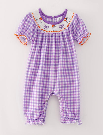 Purple plaid Ghost Romper