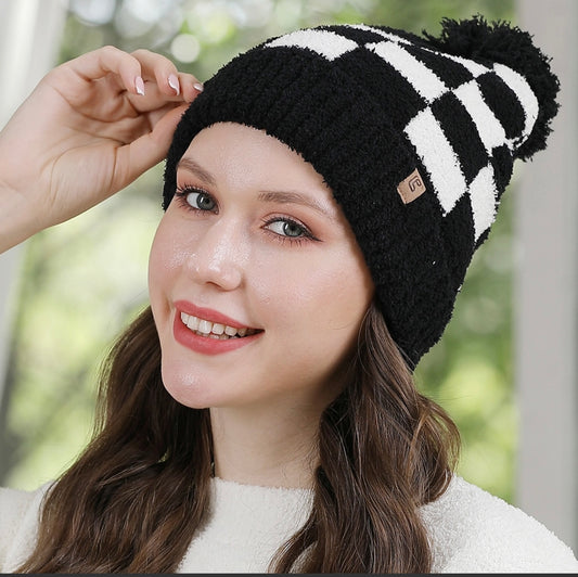 Black/White Checker hat Beanie