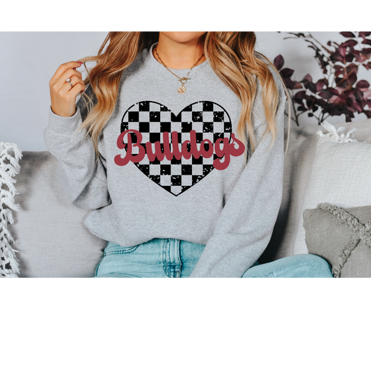 Bulldogs checkered heart