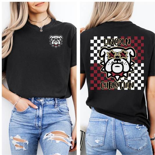 Checkered Bulldog Mascot