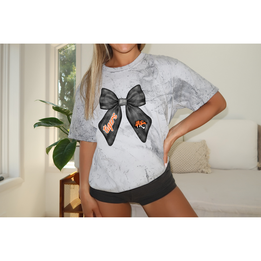 Coweta Tigers Comfort ColorBlast bow tee